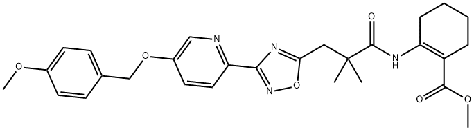 1-Cyclohexene-1-carboxylic acid,2-[[3-[3-[5-[(4-Methoxyphenyl)Methoxy]-2-pyridinyl]-1,2,4-oxadiazol-5-yl]-2,2-diMethyl-1-oxopropyl]aMino]-, Methyl ester 구조식 이미지