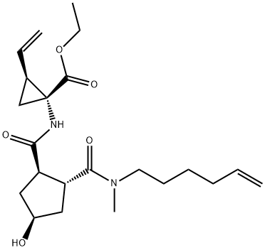 (1R,2S)-ethyl 1-((1R,2R,4S)-2-(hex-5-en-1-yl(Methyl)carbaMoyl)-4-hydroxycyclopentanecarboxaMido)-2-vinylcyclopropanecarboxylate 구조식 이미지