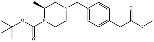1-피페라진카르복실산,4-[[4-(2-메톡시-2-옥소에틸)페닐]메틸]-2-메틸-,1,1-디메틸에틸에스테르,(2S)- 구조식 이미지
