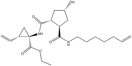 (1R,2S)-2-Ethenyl-1-[[[(1R,2R,4R)-2-[(6-hepten-1-ylamino)carbonyl]-4-hydroxycyclopentyl]carbonyl]amino]cyclopropanecarboxylic acid ethyl ester 구조식 이미지