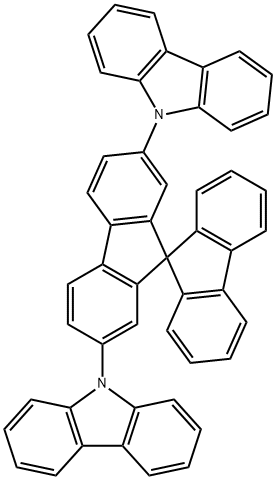 Spiro-2CBP , 2,7-Bis(9-carbazolyl)-9,9-sspirobifluorene 구조식 이미지