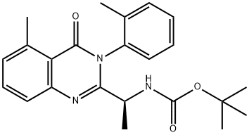 CarbaMic acid, N-[(1S)-1-[3,4-dihydro-5-Methyl-3-(2-Methylphenyl)-4-oxo-2-quinazolinyl]ethyl]-, 1,1-diMethylethyl ester Structure