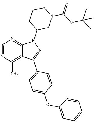 1-Piperidinecarboxylic acid, 3-[4-aMino-3-(4-phenoxyphenyl)-1H-pyrazolo[3,4-d]pyriMidin-1-yl]-, 1,1-diMethylethyl ester Structure