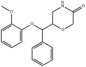 6-((2-메톡시페녹시)(페닐)메틸)모르폴린-3-온 구조식 이미지