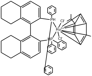 Chloro[(S)-(-)-2,2'-bis(diphenylphosphino)-5,5',6,6',7,7',8,8'-octahydro-1,1'-binaphthyl](p-cymene)ruthenium(II) chloride [RuCl(p-cymene)((S)-H8-binap)]Cl Structure