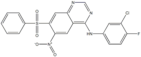 N-(3-Chloro-4-fluorophenyl)-6-nitro-7-(phenylsulfonyl)-4-quinazolinaMine Structure