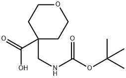 4-((tert-butoxycarbonylaMino)Methyl)-tetrahydro-2H-pyran-4-carboxylic acid Structure