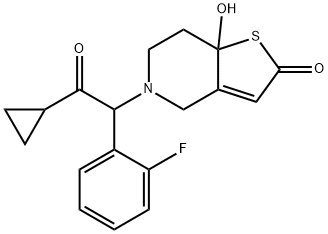 5-(2-cyclopropyl-1-(2-fluorophenyl)-2-oxoethyl)-7a-hydroxy-5,6,7,7a-tetrahydrothieno[3,2-c]pyridin-2(4H)-one Structure