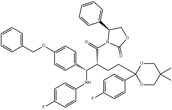 (3R,4S)-4-(4-(benzyloxy)phenyl)-1-(4-fluorophenyl)-3-(2-(2-(4-fluorophenyl)-5,5-diMethyl-1,3-dioxan-2-yl)ethyl)azetidin-2-one Structure
