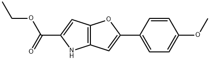 2-(4-Methoxyphenyl)-4H-furo[3,2-b]pyrrole-5-carboxylic Acid Ethyl Ester 구조식 이미지