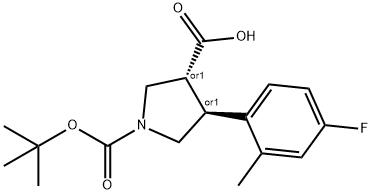 Boc-(+/-)-trans-4-(4-fluoro-2-Methyl-phenyl)-pyrrolidine-3-carboxylic acid Structure