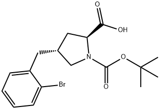 (2S,4R)-4-(2-broMobenzyl)-1-(tert-butoxycarbonyl)pyrrolidine-2-carboxylic acid Structure