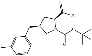 (2S,4R)-1-(tert-butoxycarbonyl)-4-(3-Methylbenzyl)pyrrolidine-2-carboxylic acid 구조식 이미지