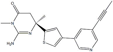 4(3H)-PyriMidinone, 2-aMino-5,6-dihydro-3,6-diMethyl-6-[4-[5-(1-propyn-1-yl)-3-pyridinyl]-2-thienyl]-, (6S)- Structure