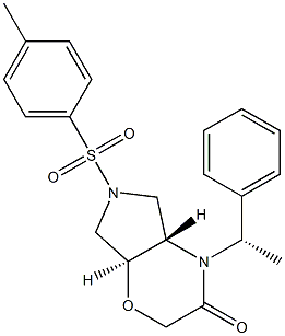 (4aS,7aS)-4-((S)-1-phenylethyl)-6-tosylhexahydropyrrolo[3,4-b][1,4]oxazin-3(2H)-one 구조식 이미지