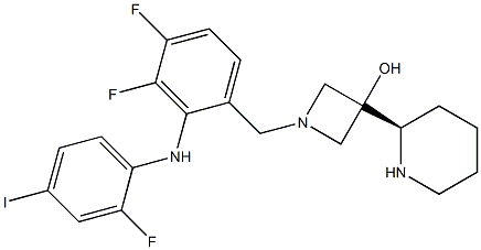 (R)-(3,4-difluoro-2-((2-fluoro-4-iodophenyl)aMiNA)phenyl)(3-hydroxy-3-(piperidin-2-yl)azetidin-1-yl)MethaNAne 구조식 이미지