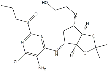 2-(((3aR,4S,6R,6aS)-6-((5-aMino-6-chloro-2-(propylsulfinyl)pyriMidin-4-yl)aMino)-2,2-diMethyltetrahydro-3aH-cyclopenta[d][1,3]dioxol-4-yl)oxy)ethanol 구조식 이미지