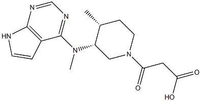 3-((3R,4R)-4-Methyl-3-(Methyl(7H-pyrrolo[2,3-d]pyriMidin-4-yl)aMino)piperidin-1-yl)-3-oxopropanoic acid 구조식 이미지