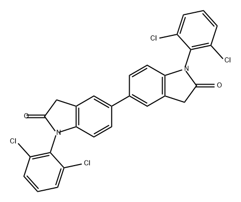 1,1'-Bis(2,6-dichlorophenyl)-[5,5'-biindoline]-2,2'-dione Structure