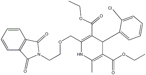 diethyl 4-(2-chlorophenyl)-2-((2-(1,3-dioxoisoindolin-2-yl)ethoxy)Methyl)-6-Methyl-1,4-dihydropyridine-3,5-dicarboxylate 구조식 이미지