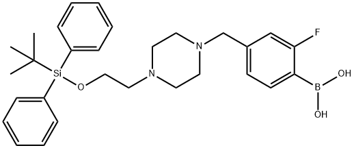 (4-((4-(2-((tert-butyldiphenylsilyl)oxy)ethyl)piperazin-1-yl)Methyl)-2-fluorophenyl)boronic acid 구조식 이미지