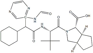 (1S,3aR,6aS)-2-((S)-2-((R)-2-cyclohexyl-2-(pyrazine-2-carboxaMido)acetaMido)-3,3-diMethylbutanoyl)octahydrocyclopenta[c]pyrrole-1-carboxylic acid 구조식 이미지