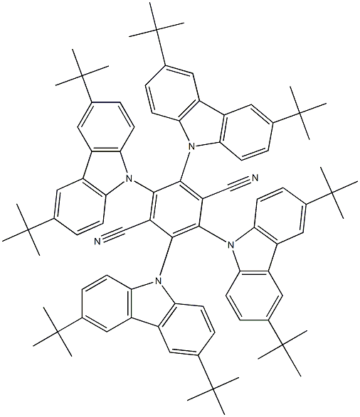 2,3,5,6-tetrakis(3,6-di-t-Butylcarbazol-9-yl)-1,4-dicyanobenzene Structure