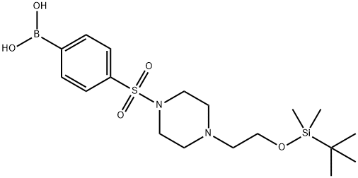 (4-((4-(2-((tert-butyldiMethylsilyl)oxy)ethyl)piperazin-1-yl)sulfonyl)phenyl)boronic acid 구조식 이미지