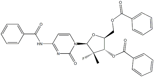 (2S,3S,4S,5S)-5-(4-benzaMido-2-oxopyriMidin-1(2H)-yl)-2-((benzoyloxy)Methyl)-4-fluoro-4-Methyltetrahydrofuran-3-yl benzoate Structure