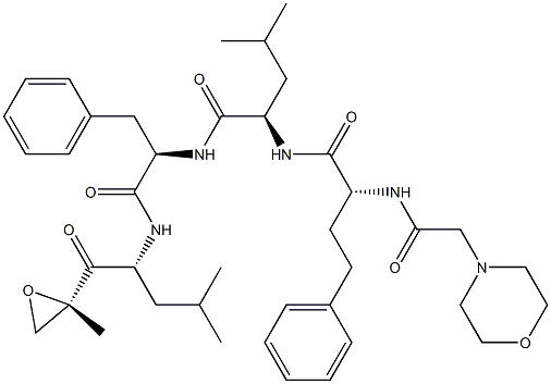 (R)-4-Methyl-N-((R)-1-(((R)-4-Methyl-1-((S)-2-Methyloxiran-2-yl)-1-oxopentan-2-yl)aMino)-1-oxo-3-phenylpropan-2-yl)-2-((R)-2-(2-MorpholinoacetaMido)-4-phenylbutanaMido)pentanaMide 구조식 이미지