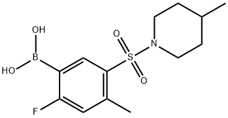 (2-fluoro-4-methyl-5-((4-methylpiperidin-1-yl)sulfonyl)phenyl)boronic acid Structure