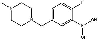 (2-플루오로-5-((4-메틸피페라진-1-일)메틸)페닐)보론산 구조식 이미지