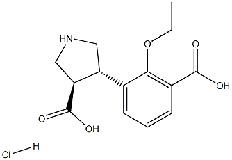 (+/-)-trans-4-(2-ethoxycarboxy-phenyl)-pyrrolidine-3-carboxylic acid-HCl 구조식 이미지