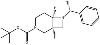 (1S,6R)-3-Boc-7-[(R)-1-phenylethyl]-3,7-diazabicyclo[4.2.0]octane 구조식 이미지