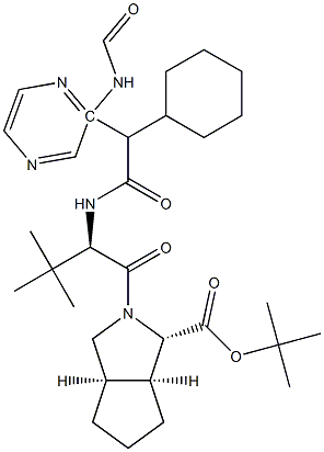 (1S,3aR,6aS)-tert-butyl 2-((R)-2-((R)-2-cyclohexyl-2-(pyrazine-2-carboxaMido)acetaMido)-3,3-diMethylbutanoyl)octahydrocyclopenta[c]pyrrole-1-carboxylate 구조식 이미지