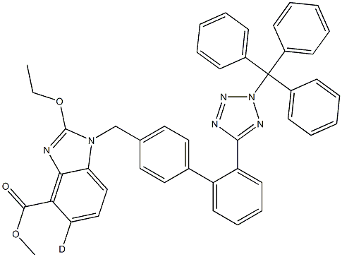 2-Ethoxy-1-[[2'-[2-(trityl)-2H-tetrazol-5-yl][1,1'-biphenyl]-4-yl]methyl]-1H-benzimidazole-4-carboxylic Acid Methyl Ester-d5 (Candesartan Impurity) Structure