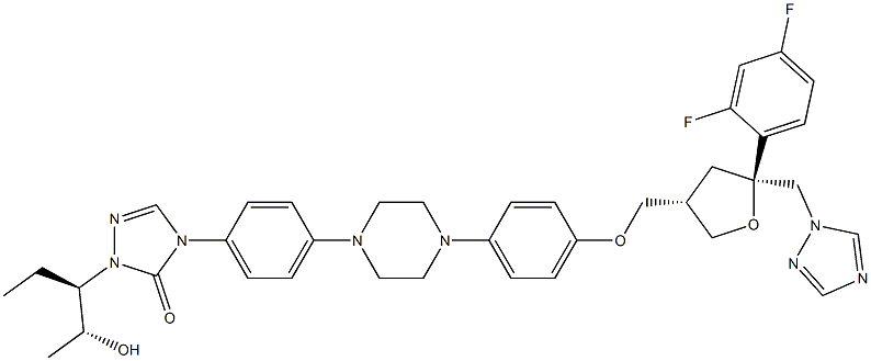 4-(4-(4-(4-(((3S,5S)-5-((1H-1,2,4-triazol-1-yl)Methyl)-5-(2,4-difluorophenyl)tetrahydrofuran-3-yl)Methoxy)phenyl)piperazin-1-yl)phenyl)-1-((2R,3R)-2-hydroxypentan-3-yl)-1H-1,2,4-triazol-5(4H)-one Structure