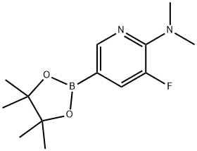 3-FLUORO-N,N-DIMETHYL-5-(4,4,5,5-TETRAMETHYL-1,3,2-DIOXABOROLAN-2-YL)PYRIDIN-2-AMINE 구조식 이미지