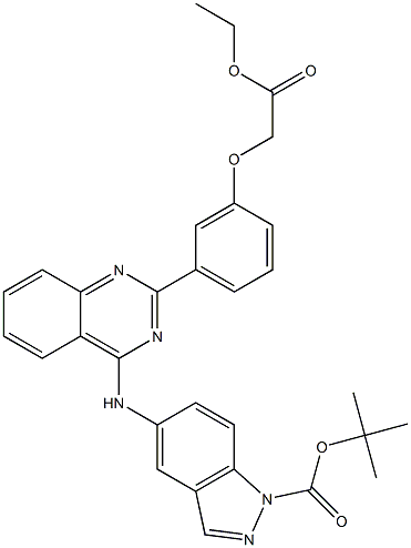 tert-butyl 5-((2-(3-(2-ethoxy-2-oxoethoxy)phenyl)quinazolin-4-yl)aMino)-1H-indazole-1-carboxylate Structure