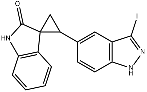 2-(3-iodo-1H-indazol-5-yl)spiro[cyclopropane-1,3'-indolin]-2'-one Structure