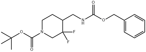 tert-부틸4-((벤질옥시카르보닐라미노)메틸)-3,3-디플루오로피페리딘-1-카르복실레이트 구조식 이미지