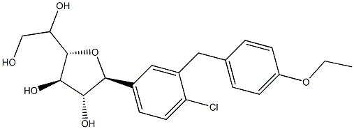 (2S,3R,4R)-2-(4-chloro-3-(4-ethoxybenzyl)phenyl)-5-((S)-1,2-dihydroxyethyl)tetrahydrofuran-3,4-diol 구조식 이미지