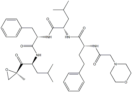 (S)-4-Methyl-N-((S)-1-(((S)-4-Methyl-1-((R)-2-Methyloxiran-2-yl)-1-oxopentan-2-yl)aMino)-1-oxo-3-phenylpropan-2-yl)-2-((R)-2-(2-MorpholinoacetaMido)-4-phenylbutanaMido)pentanaMide 구조식 이미지
