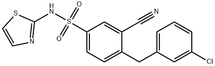 4-(3-chlorobenzyl)-3-cyano-N-(thiazol-2-yl)benzenesulfonaMide 구조식 이미지