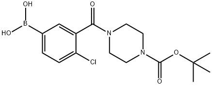 (3-(4-(tert-butoxycarbonyl)piperazine-1-carbonyl)-4-chlorophenyl)boronic acid Structure