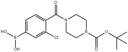(4-(4-(tert-butoxycarbonyl)piperazine-1-carbonyl)-3-chlorophenyl)boronic acid Structure