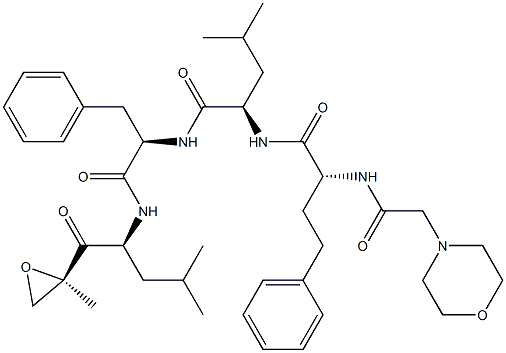 (R)-4-Methyl-N-((R)-1-(((S)-4-Methyl-1-((R)-2-Methyloxiran-2-yl)-1-oxopentan-2-yl)aMino)-1-oxo-3-phenylpropan-2-yl)-2-((R)-2-(2-MorpholinoacetaMido)-4-phenylbutanaMido)pentanaMide 구조식 이미지