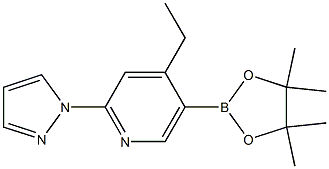 4-ETHYL-2-(1H-PYRAZOL-1-YL)-5-(4,4,5,5-TETRAMETHYL-1,3,2-DIOXABOROLAN-2-YL)PYRIDINE 구조식 이미지