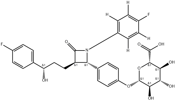 Ezetimibe-d4 -D-Glucuronide, >85% 구조식 이미지