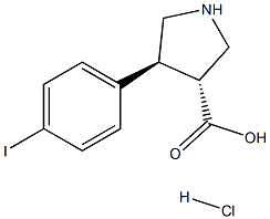 (+/-)-trans-4-(4-iodo-phenyl)-pyrrolidine-3-carboxylic acid-HCl 구조식 이미지